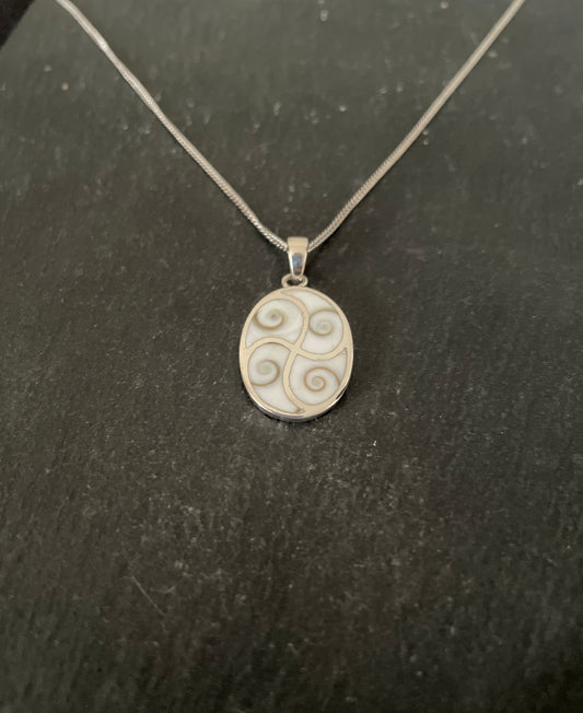 Shiva Shell and Silver Oval Pendant