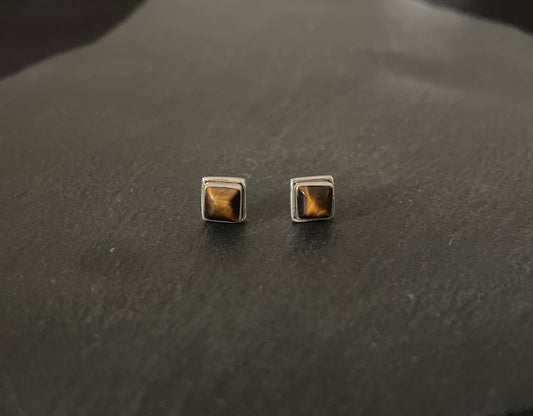 Tiger's Eye Square Studs
