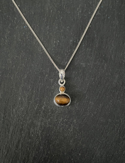 Tiger's Eye and Silver Pendant