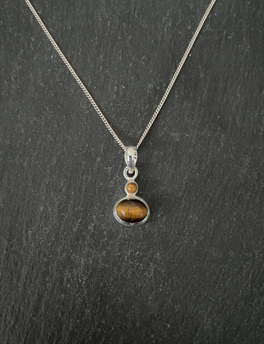 Tiger's Eye and Silver Pendant