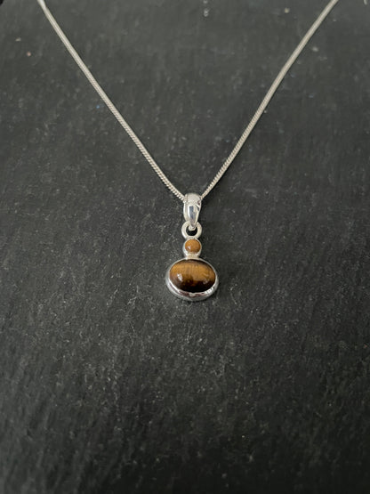 Tiger's Eye and Silver Pendant