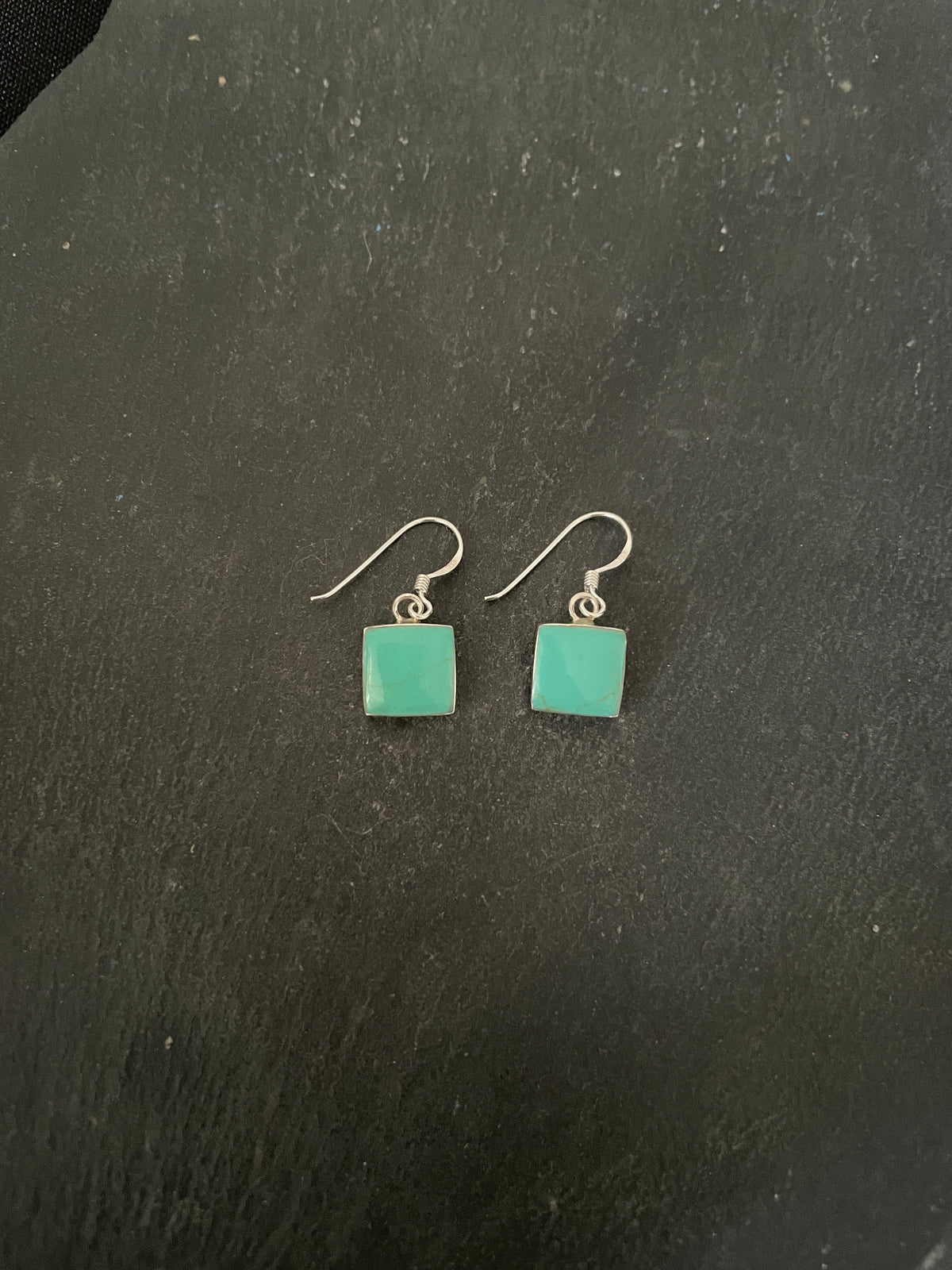 Square Turquoise and Silver Earrings