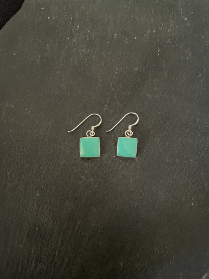 Square Turquoise and Silver Earrings