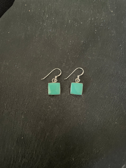 Square Turquoise and Silver Earrings