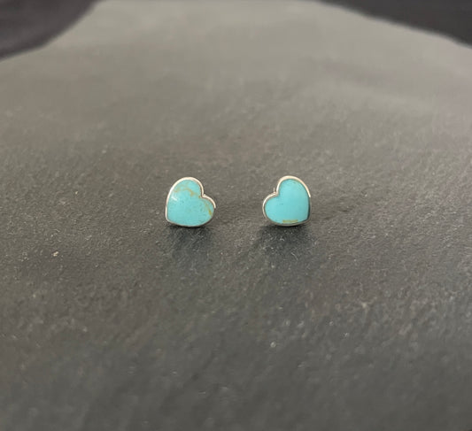 Turquoise Heart Stud Earrings
