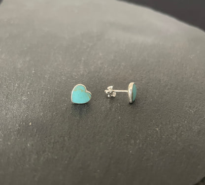 Turquoise Heart Stud Earrings