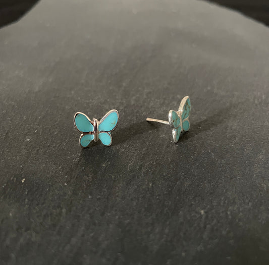 Turquoise Butterfly Stud Earrings