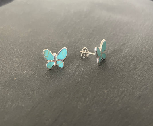 Turquoise Butterfly Stud Earrings
