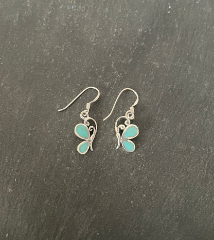 Butterfly Turquoise and Silver Earrings