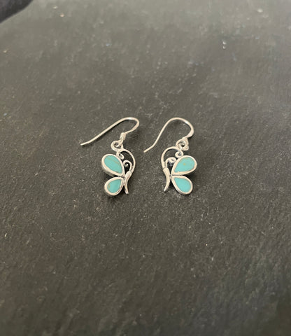 Butterfly Turquoise and Silver Earrings