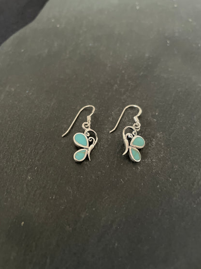 Butterfly Turquoise and Silver Earrings