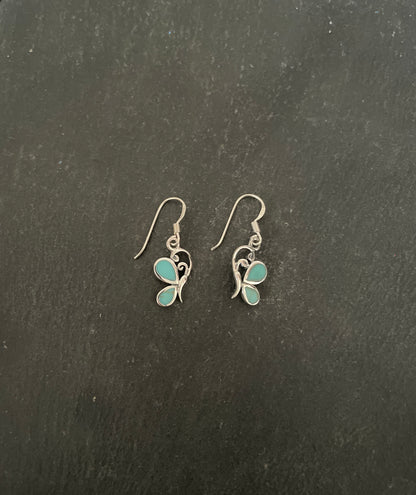Butterfly Turquoise and Silver Earrings