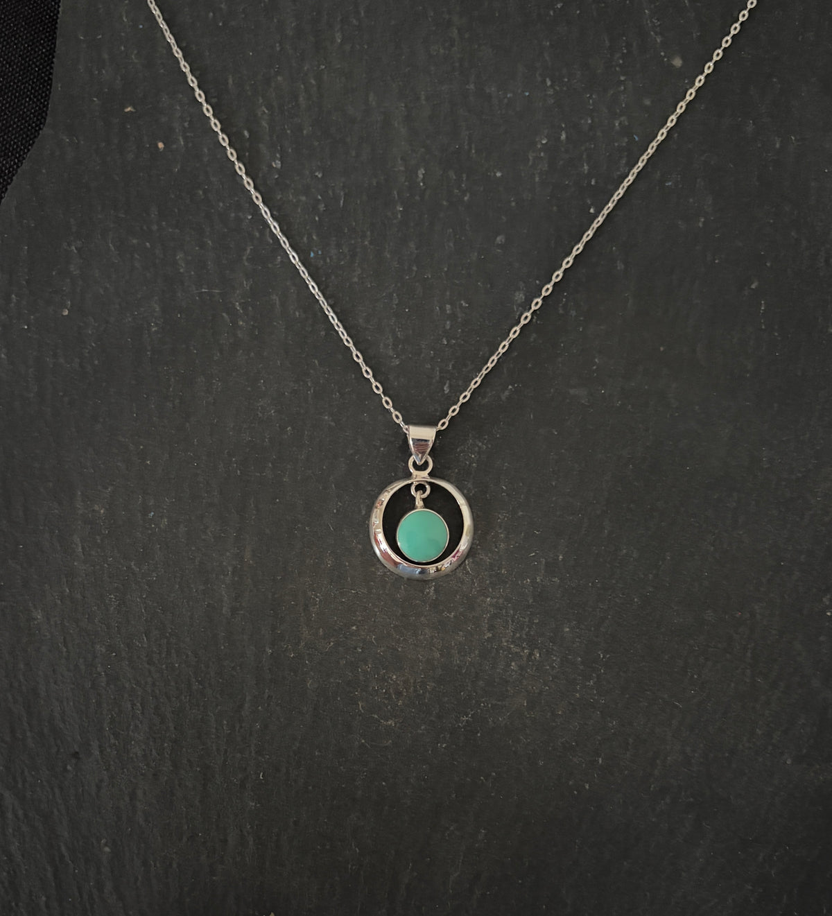 Turquoise and Silver Round Pendant