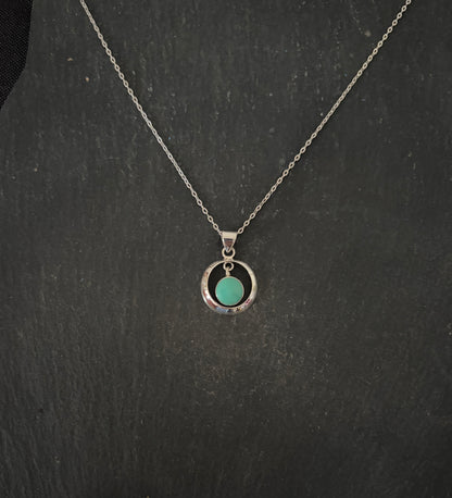 Turquoise and Silver Round Pendant