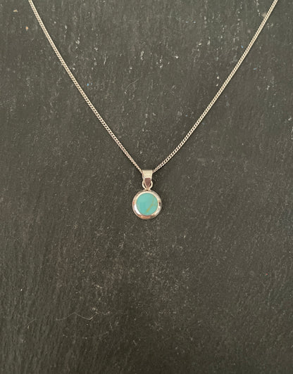 Turquoise and Silver Round Pendant