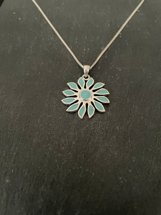 Turquoise Flower Pendant