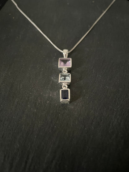 Amethyst, Blue Topaz and Iolite Pendant image 1