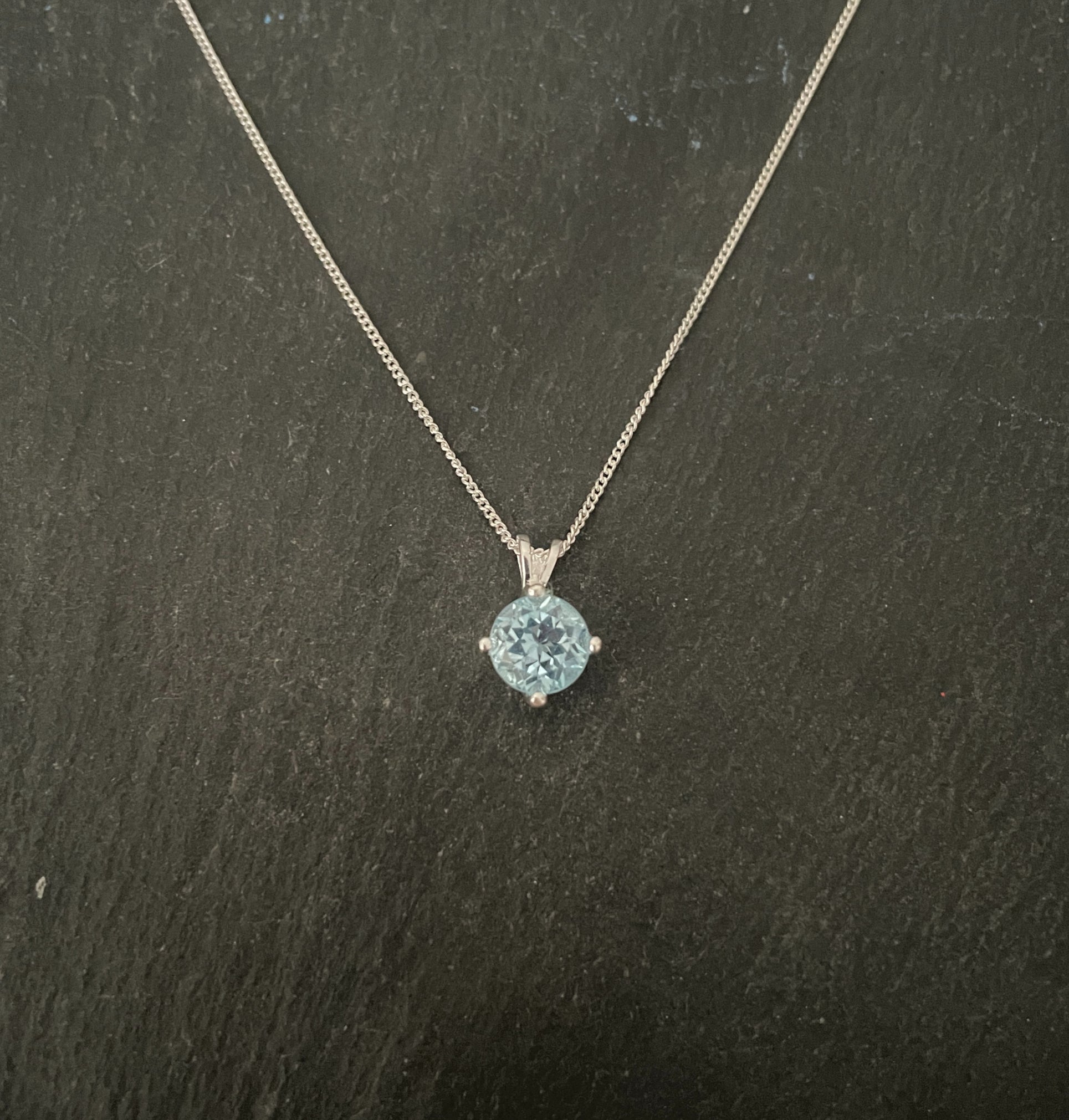 Round Blue Topaz Pendant image 0