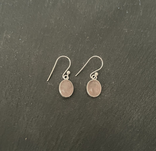Oval Rose Quartz Earrings image 0