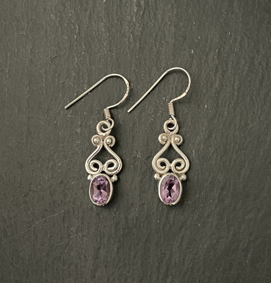 Amethyst and Silver Drop Earrings image 0