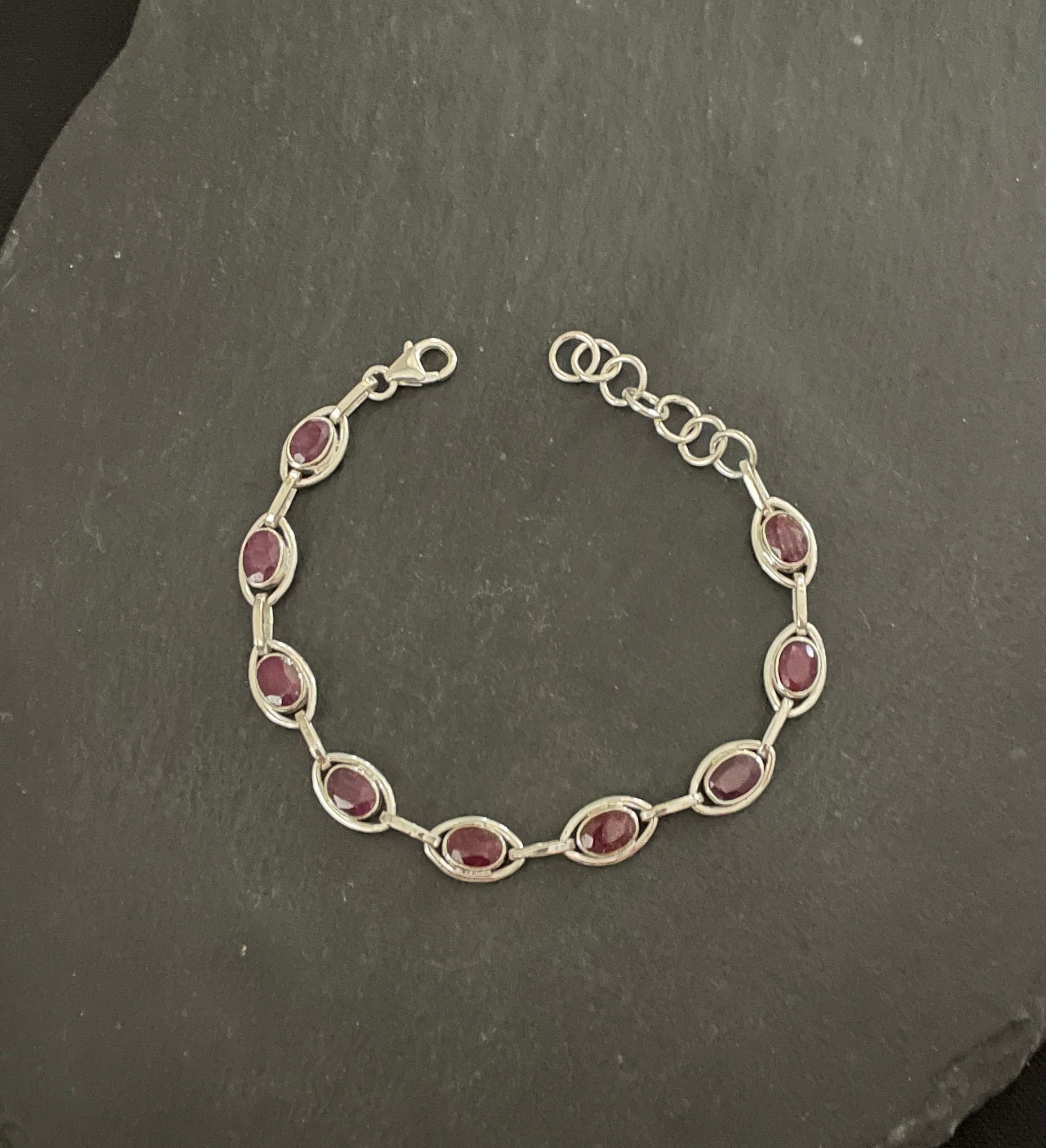 Ruby and Silver Oval Bracelet image 1