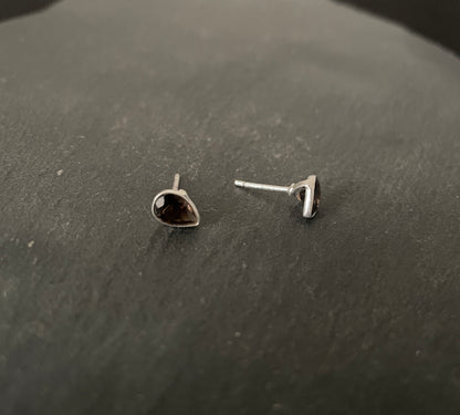 Smokey Quartz Teardrop Stud Earrings image 1