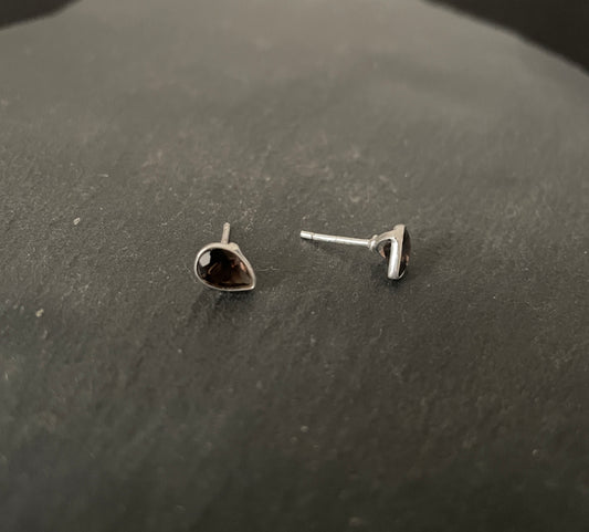 Smokey Quartz Teardrop Stud Earrings image 1