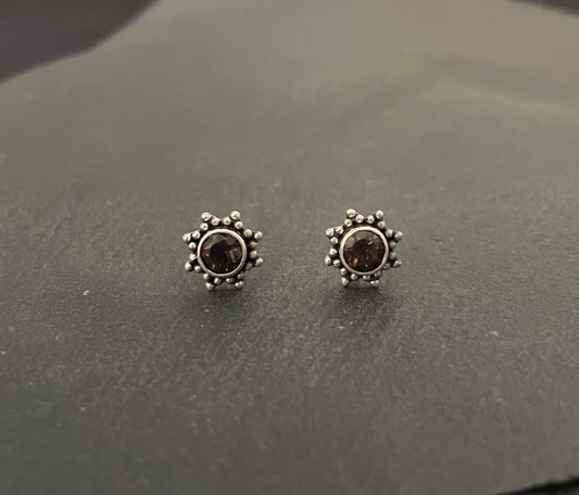 Smokey Quartz Stud Earrings image 0