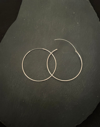 Round Silver Hoops image 0