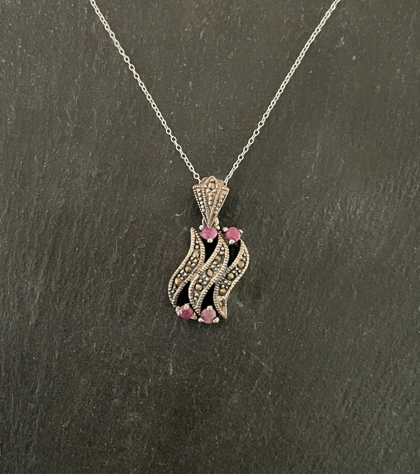Ruby and Marcasite Pendant image 0
