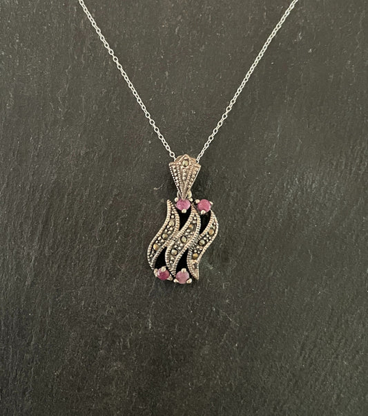 Ruby and Marcasite Pendant image 0