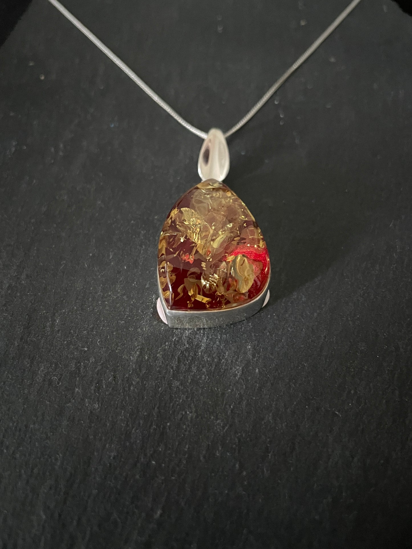 Red Amber and Silver Pendant image 2