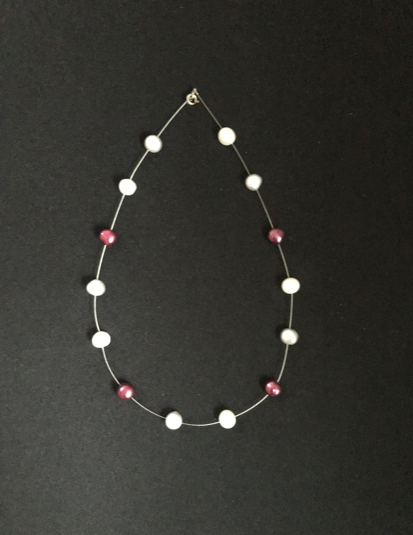 White, Red and Silver Pearl Necklace image 0