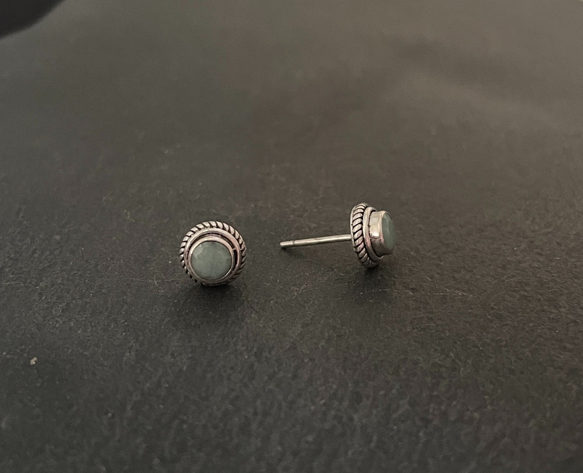 Round Emerald Stud Earrings image 1