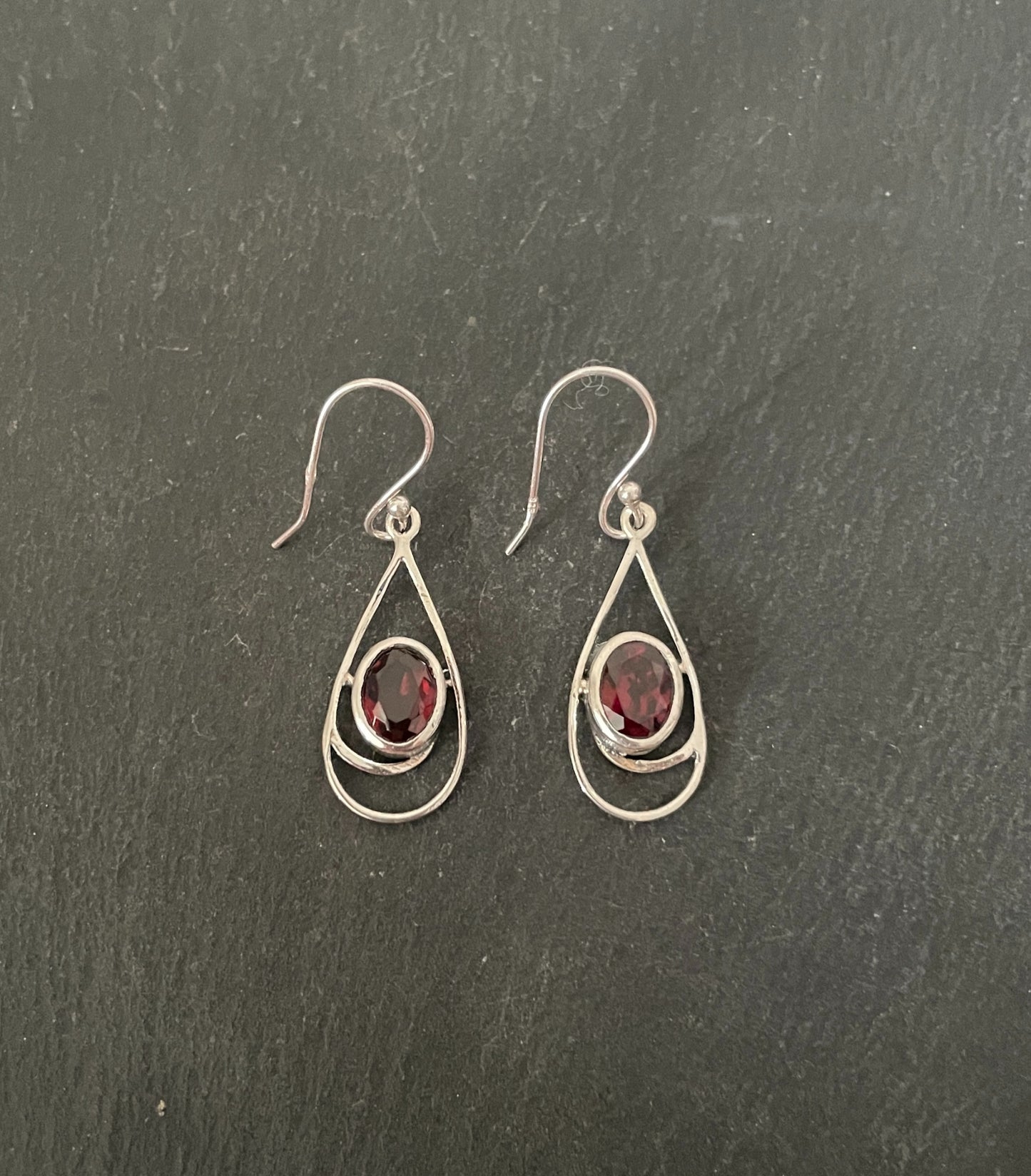 Garnet and Silver Earrings image 0