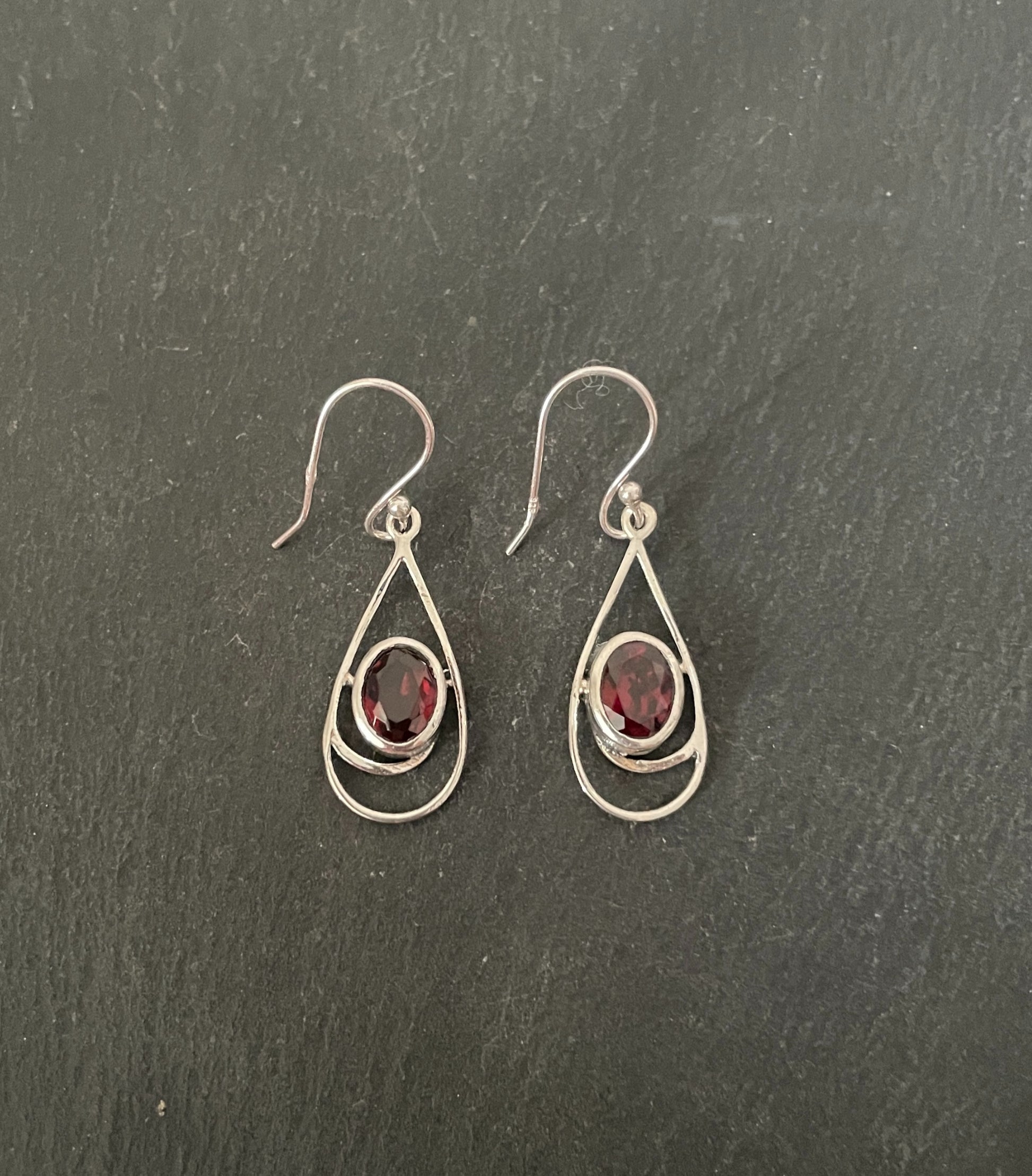 Garnet and Silver Earrings image 0
