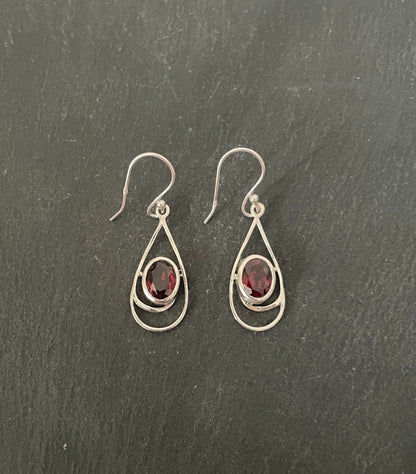 Garnet and Silver Earrings image 0