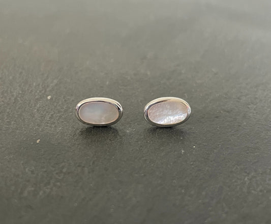 Mother of Pearl Oval Stud Earrings image 0