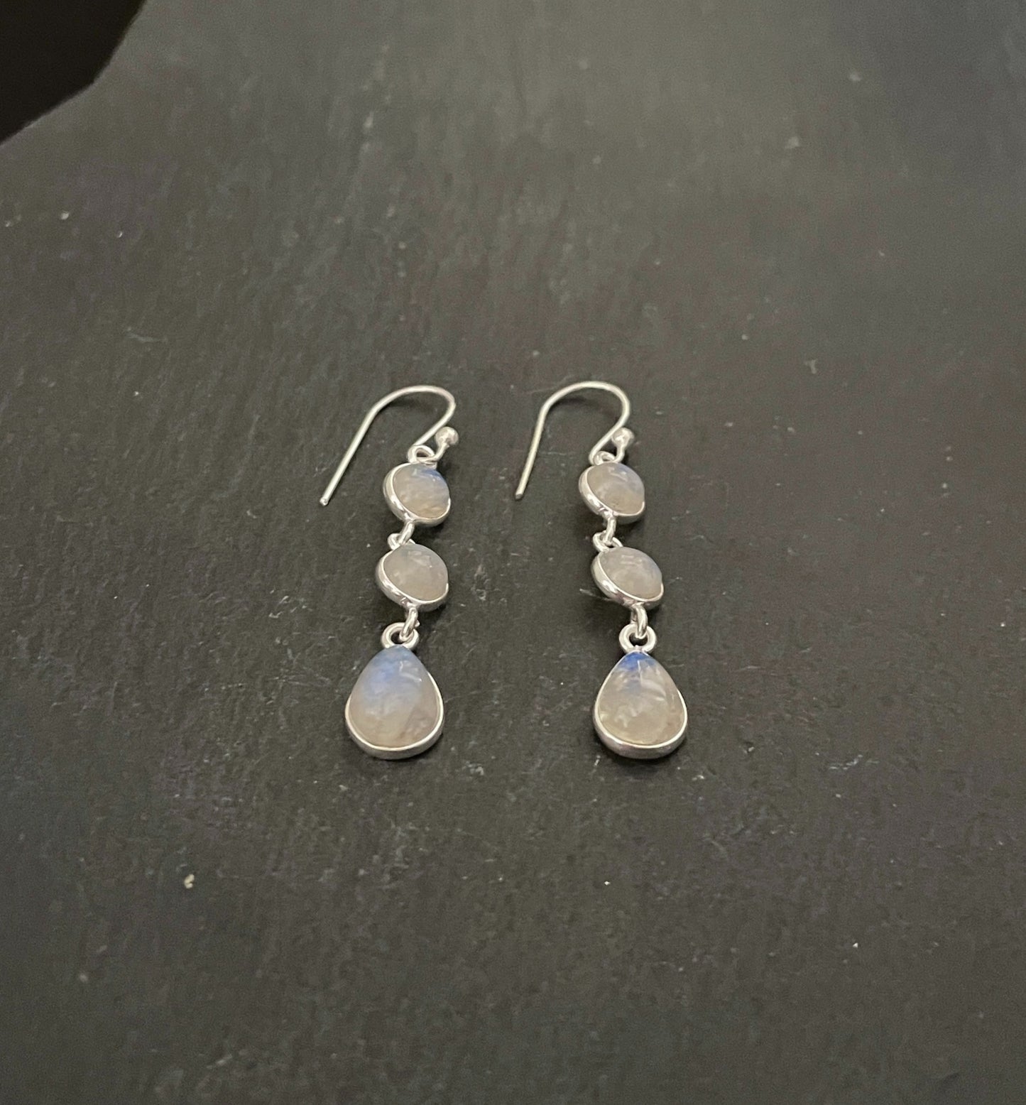 Moonstone and Silver Drop Earrings image 1