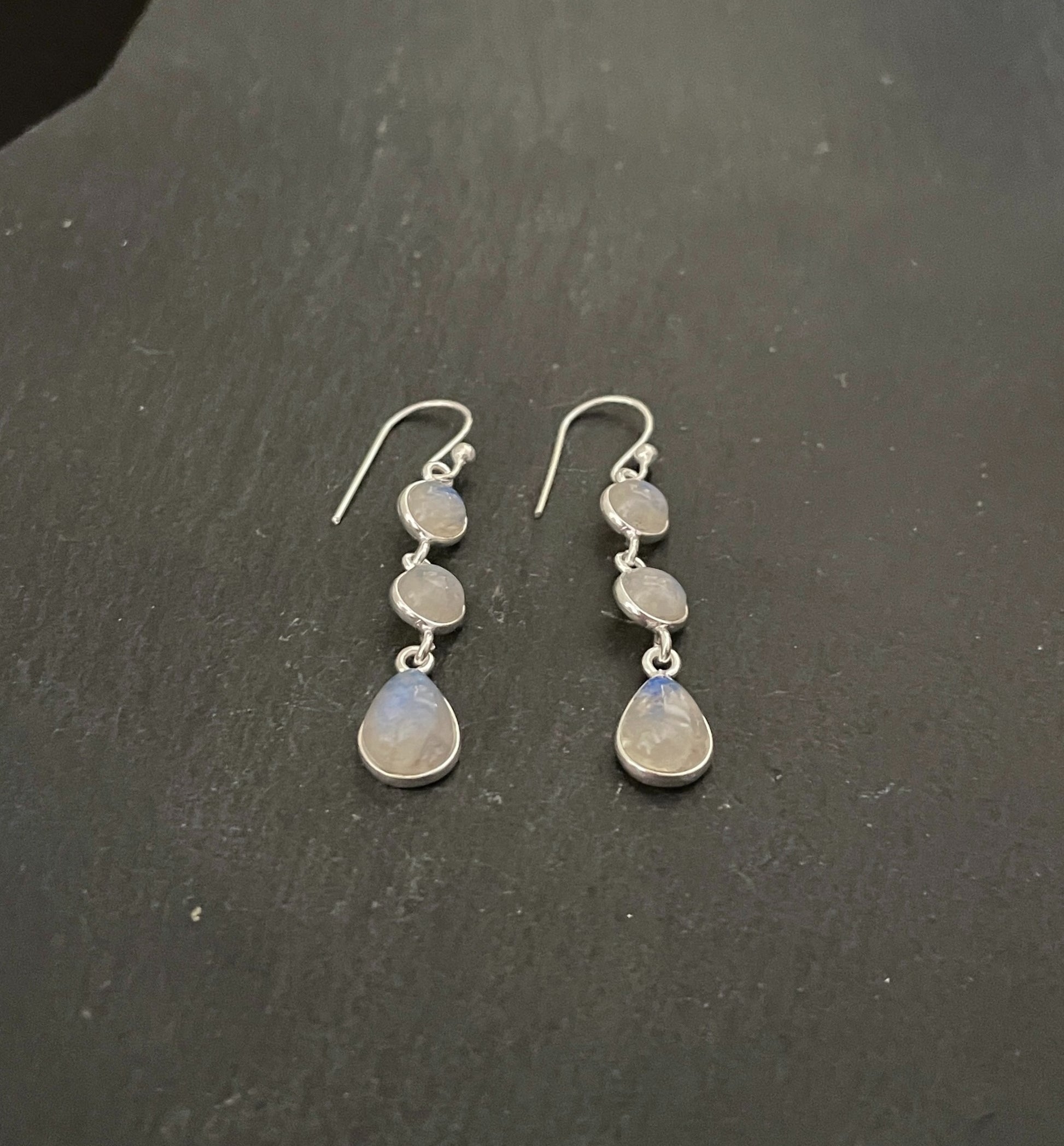 Moonstone and Silver Drop Earrings image 1