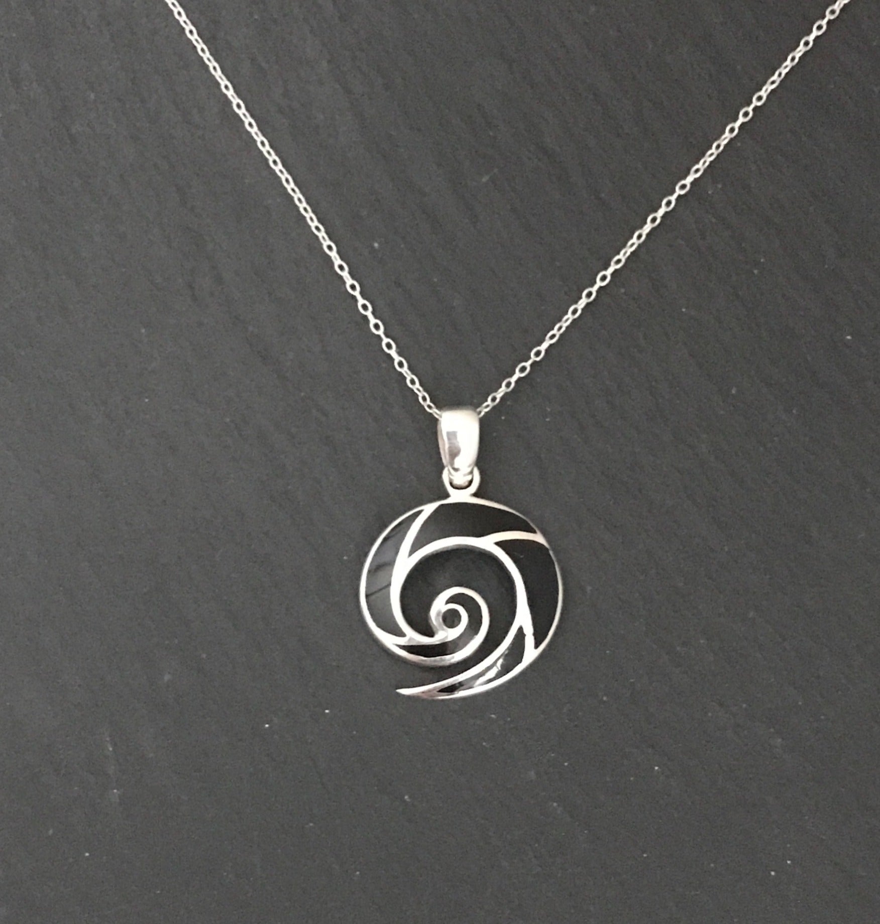 Black Onyx Swirl Pendant image 0