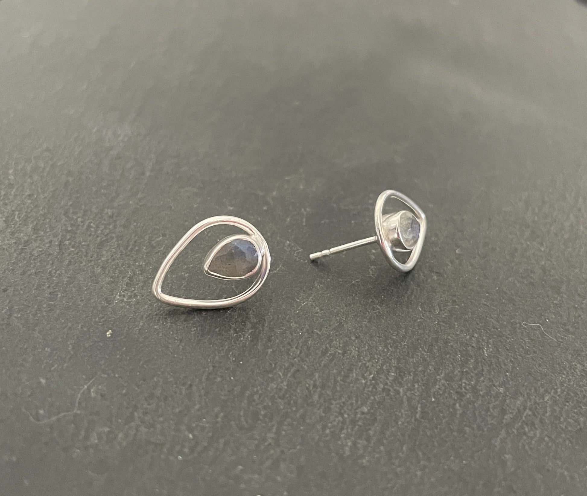 Labradorite Teardrop Stud Earrings image 1