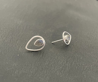 Labradorite Teardrop Stud Earrings image 1