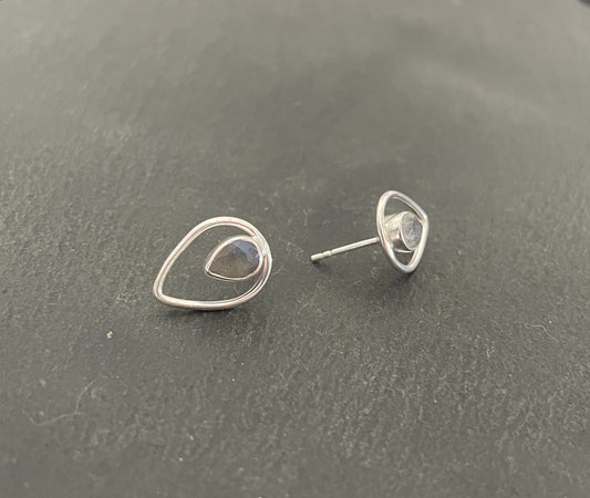 Labradorite Teardrop Stud Earrings image 1