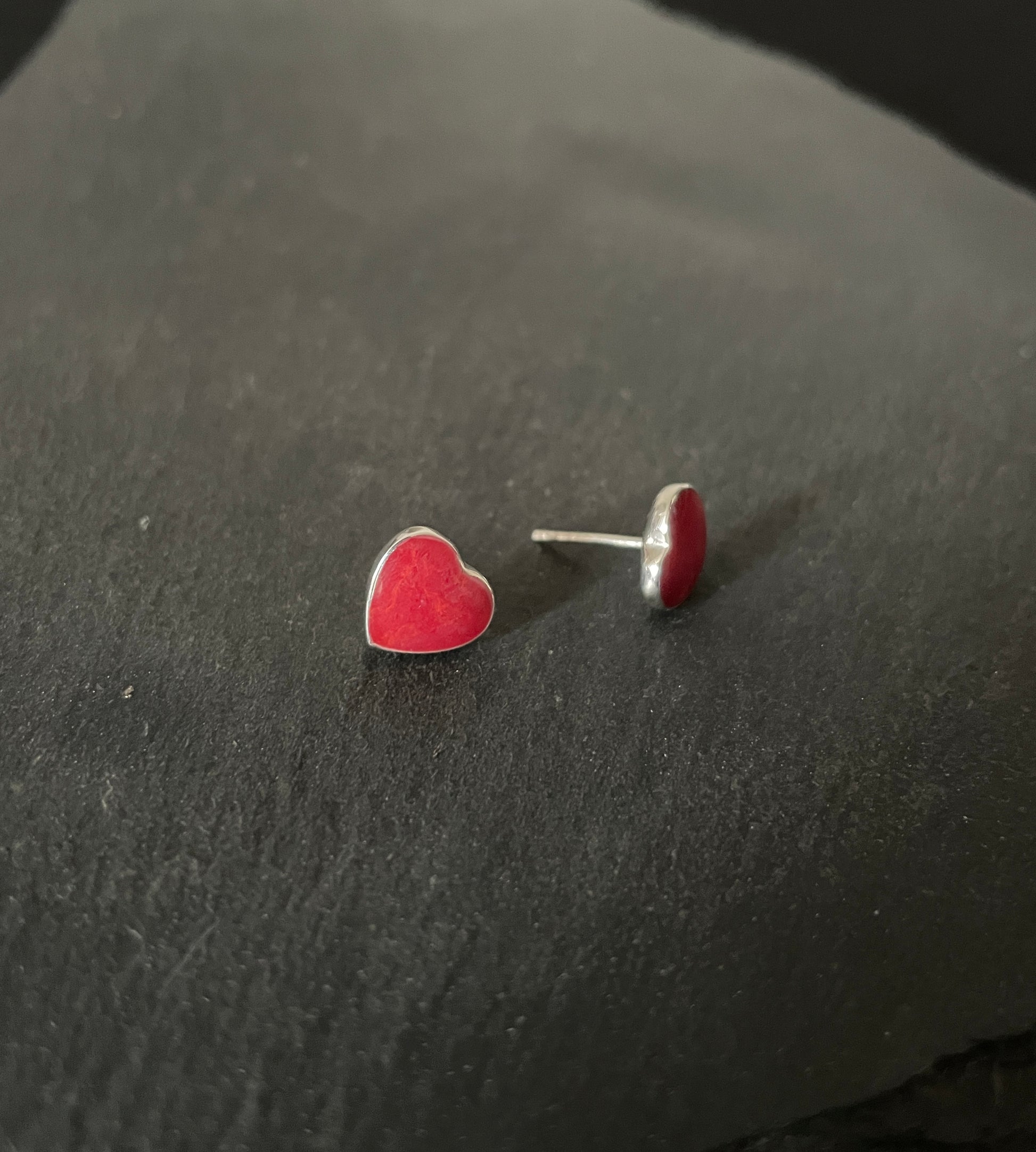 Coral Heart Stud Earrings image 1