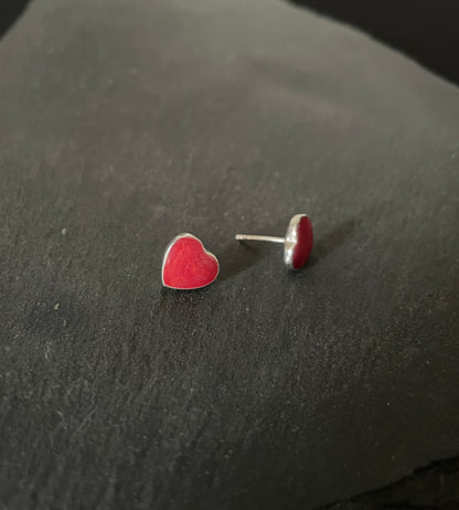Coral Heart Stud Earrings image 1