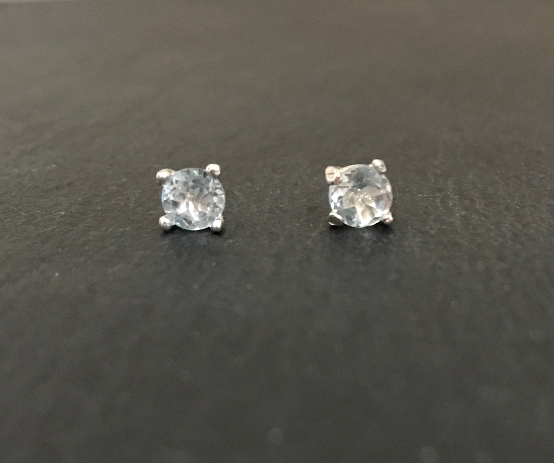 Blue Topaz Round Studs image 0