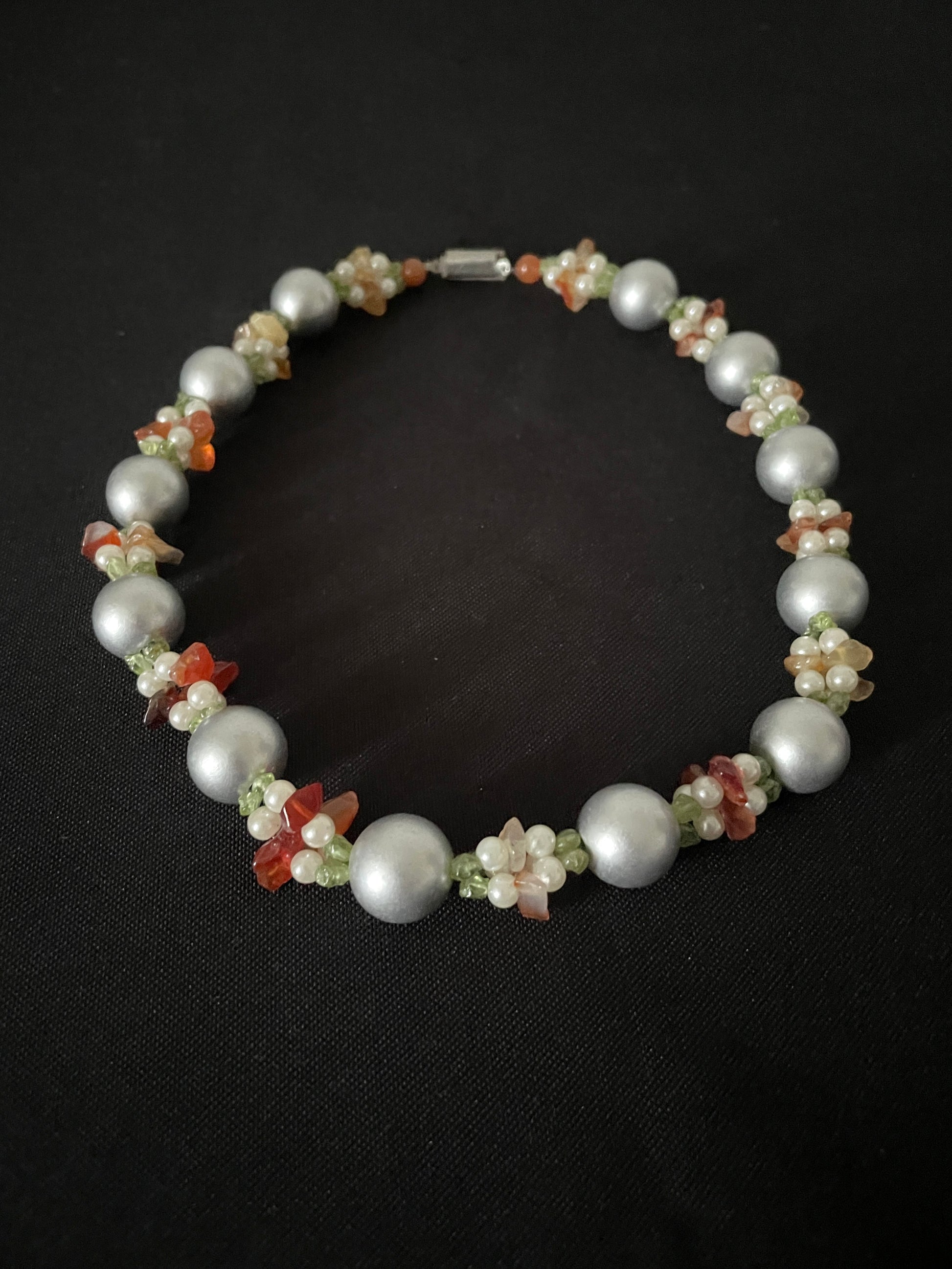 Silver Coloured Bead Necklace image 2