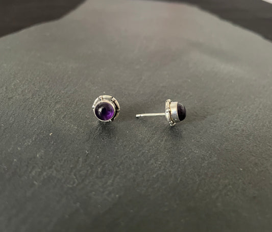 Amethyst Round Stud Earrings image 1