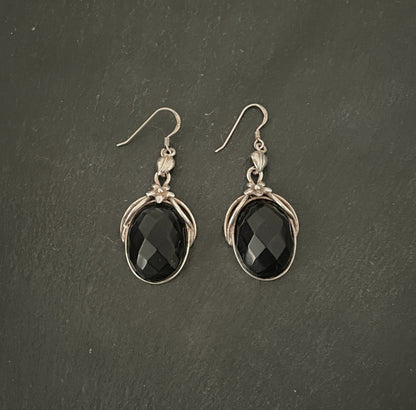 Black Onyx and Silver Earrings image 0